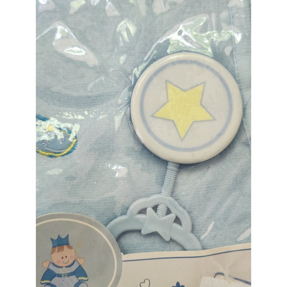 Cutie Pie Fleece Blanket with Rattle Prince and Teddy Bear 30"x40" VTG *Flaw* - Picture 4 of 12